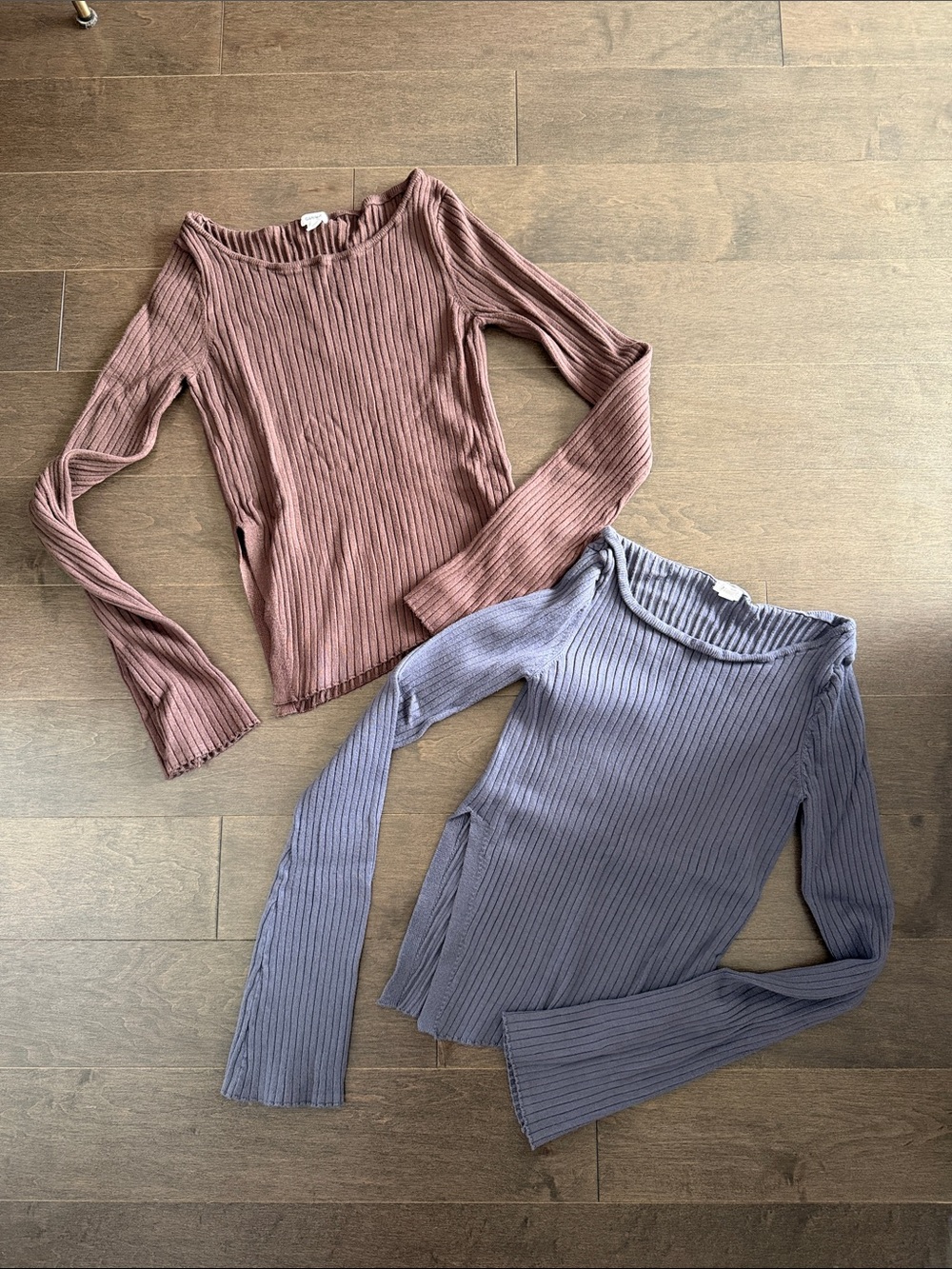 Garage Ribbed Long-Sleeve Boatneck Sweater with side slit